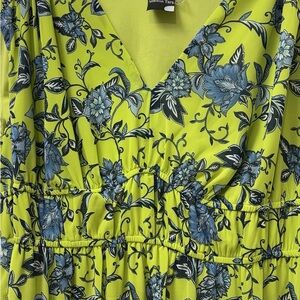 Vibrant Floral Dress with Blue Accents